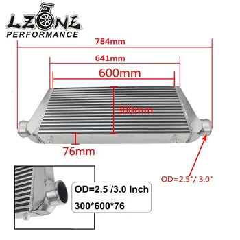 LZONE - 600*300*76mm Evrensel Turbo Intercooler bar & plaka OD=2.5 