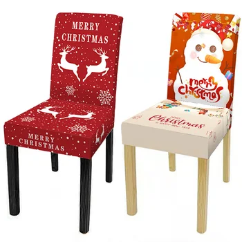 Noel Elastik Yemek sandalye kılıfı Streç Noel Baba Kardan Adam Mutfak Ev Partisi Noel Dekorasyon Yeni Yıl 2022 Dekor